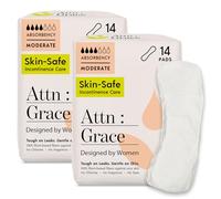 Attn: Grace Moderate Incontinence Pads for Women 2-Pack (56 Pads Total / 28 per Pack) - High Absorbency for Sensitive Skin - Protection for Heavy Bladder Leakage/Discreet, Breathable, & Plant-Based