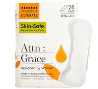 Attn: Grace Ultimate Incontinence Pads for Women, 28-Pack - High Absorbency, Breathable, Plant-Based - Overnight Pads for Heavy Bladder Leaks & Sensitive Skin