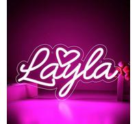 attneon ATTNEON Large Layla Name Neon Sign,LED Name Neon Light for Kids Bedroom,Birthday Party Decoration,Neon Sign Customizable for Wall Decor,Best Gift for Girs,Size 13.4 * 7.1 inches(JTLD088)