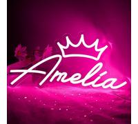 ATTNEON Large Amelia Name Neon Sign for Wall Decor,LED Name Amelia Neon Light for Kids Bedroom,Birthday Party Decor,Neon Sign Customizable for Girl,Birthday Name Deocr,Size 16.1 * 8.5 inch(JTD051)
