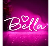 ATTNEON Large Bella Name Neon Sign for Wall Decor,LED Bella Name Neon Light for Kids Bedroom,Birthday Party Decoration,Neon Sign Customizable for Girl,Birthday Name Deocr,Size 16.1 * 6.5 inch(JTD052)