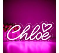 ATTNEON Large Chloe Name Neon Sign for Wall Decor,LED Chloe Name Neon Light for Kids Bedroom,Chloe Birthday Party Decoration,Neon Sign Customizable,Choice for Girl,Size 13.4 * 5.9 inches(JTLD090)