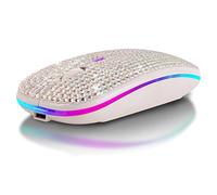 Attoe Bluetooth Mouse,Bling Dazzling 2.4GHz Rechargeable Wireless Mouse Slim Mouse with USB Receiver, Compatible with Notebook, PC, Laptop, Computer, MacBook,Great present idea for Her (White)