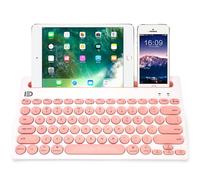 Attoe Dual Channel Multi-Device Universal Cute Wireless Bluetooth Keyboard Portable Slim with 20m Connection Distance for Tablet Smart Phone PC Windows Android iOS Mac (Pink)