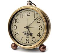 Attoe Gold Clock, 5.2 Inch Classic Retro Table Clock European Style Vintage Silent Desk Alarm Clock Not Ticking Quartz Movement Battery Operated, HD Glass Lens, Easy to Read (Arabian)