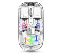 ATTOE Wireless Bluetooth Mouse, Transparent BT + 2.4G Dual-Mode Mechanical Mouse with Magnetic Top Cover, Rechargeable RGB Backlit Gaming Mouse for Gaming/Esports/Desktop/Laptops/Tablets (White)