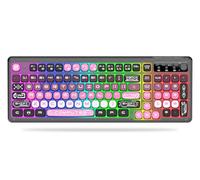 Attoe Wireless Gaming Transparent Keyboard, Tri-Mode 2.4G/BT/USB-C, 99 Keys RGB Backlit, Quiet Membrane Keyboard with Volume Knob, Rechargeable for Windows Mac iOS (Pink)