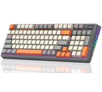 Attoe Wireless Mechanical Keyboard, Tri-Mode BT5.0/2.4GHz/USB-C Hot Swappable Custom Keyboard, RGB Backlit Gaming Keyboards with PBT Keycaps, 98 Keys, Massive Battery, Knob Volume Control (Black)