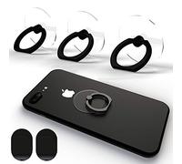 Attom Tech Transparent Phone Ring Holder Grip Tomorotec 360 Degree Free Rotation, Clear Cell Phone Finger Ring Kick-Stand Compatible with iPhone 14 13 12 X Plus, Galaxy S23 S22 Edge (Black)