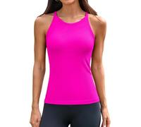 ATTRACO Women Workout Racerback Tank Tops with Built-in Bra | Sew in Bra, Scoop Neck, Ribbed Seamless Fabric, Fitted, Hip Length, Stretchy, Breathable, Yoga, Gym, Fitness, Daily