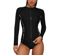 ATTRACO Women Zip Long Sleeve Rash Guard UPF 50+ Swim Top | UV Sun Protection, Zipper, Gradient Colors, Quick Dry, Soft, Breathable, Hiking, Surfing, Diving, Bech Wear