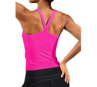 ATTRACO Workout Tops for Women Racerback Yoga Gym Ribbed Sleeveless Shirts Pink XL