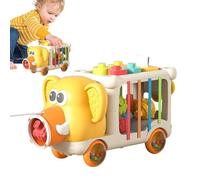 Attract Car Toy - Colorful Development Toy | Wooden Shooting Along The Car, Toy Car With Spain, Pull The Portable Motor Skill Learning Game, Active