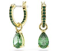 Attract drop earrings, Pear cut, Green, 18K gold finish