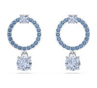 Swarovski Attract Drop Earrings, Blue Round-Cut Crystals in a Rhodium-Finished Setting, Part of the Swarovski Attract Collection