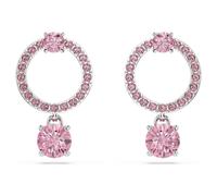 Swarovski Attract Drop Earrings, Pink Round-Cut Crystals in a Rhodium-Finished Setting, Part of the Swarovski Attract Collection