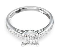Attract ring, Pavé, White, Rhodium plated
