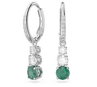 Stilla Attract drop earrings, Round cut, Green, Rhodium plated