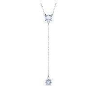 Swarovski Attract Y Pendant Necklace, Blue Round-Cut Stones in a Rhodium-Finished Setting, Part of the Attract Collection