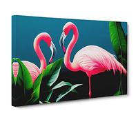Attractive Flamingos Canvas Print | Gallery Wrapped 30mm Frame Wall Art | 30x20 inches | Ready to Hang | Contemporary Bird Picture | Living Room Bedroom Lounge Office