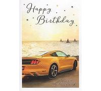 Attractive Open Male Birthday Card From the Essence Range - Sports Car - Sophisticated Gold Foil Finish - Greeting Card for Him (ICG-8745)