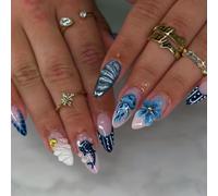 Attractive Print Artificial Nails with Whale Motifs