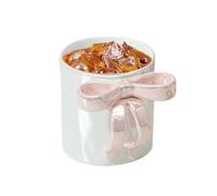 Attractive Ribbon Bows Cup | Dishwasher Safe Aesthetic Bow Handle Cup | Elegant Drinking Vessel with Large Capacity for Orange Juice Hot Chocolate Water Decoration Kitchen
