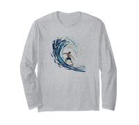 Attractive Surfer Surfing and Riding Waves in THE Ocean Long Sleeve T-Shirt