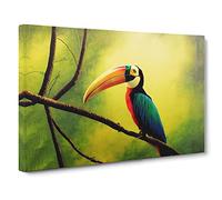 Attractive Toucan Bird Canvas Print | Gallery Wrapped 30mm Frame Wall Art | 30x20 inches | Ready to Hang | Contemporary Animals Picture | Living Room Bedroom Lounge Office