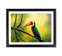 Attractive Toucan Bird Framed Print | A2 Black Framed Wall Art | Ready to Hang | Modern Nature Picture | Living Room Bedroom Lounge Office