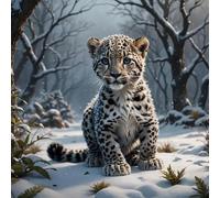 Attractive Wooden Challenging Jigsaw Snow Leopard Baby Educational Fun Family Games Toys Kitchen Decor Family Color Puzzles 1000 Piece