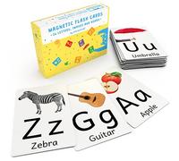 Attractivia Magnetic Big Alphabet ABC Picture Flash Cards. 26 Sturdy Large Letters with First Words for Toddlers, Preschool and Kindergarten