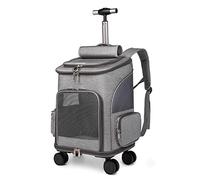 AttreX Cat Backpack Cat Carrier Trolley Bag Draw Bar Pet Stroller Travel Carrier Cat Backpack Cage Adjustable Detachable Expandable Carrying (Color : Gray)
