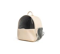 AttreX Cat Backpack Portable Leather Pet Bag Waterproof Space Capsule Transparent Window Simple Breathable Fashion Backpack Outdoor Travel Handbag (Color : Beige, Size : Medium)