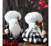 Attria 2 Pcs Chef Gnomes Plush, Fall Winter Kitchen Decorations Handmade Plush Tomte Ornament, Mr and Mrs Dolls for Farmhouse Christmas Figurine Home Table Decor Holiday, 8.3Inches