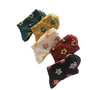 Attria 5 Pairs Women Floral Lovely Design Cotton Socks Y2K Vintage Patterned Crew Socks Ankle Warm Fairycore Dress Socks, 5 Pairs, One Size