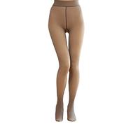 Attria Thick Fleece Lined Warm Tights for Women Winter Pantyhose Fake Translucent Pant, Coffee, 220g