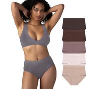 Attributes 5 Pack Seamless Briefs, Java/Brown/Mauve/Pink/Rose, M