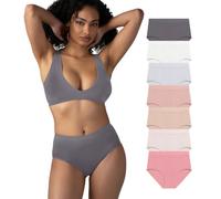 Attributes Womens Seamless Briefs, Ropa Sin Costuras Para Mujeres, 7 Pack, Breathable Panties, Moisture Wicking Underwear, Grey/Blue/Red/Green, L