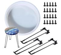 Attuslla 12 Inch Large Round Epoxy Casting Molds with 3 PCS Hairpin Legs for Table, Tray, Clock, Resin Art, Home Decor
