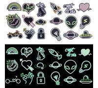 Attuslla 18 PCS Glow in Dark Sew on Patch, Iron on Patches, Planets Style Sew on Embroidered Patches, Applique Repair Emblem for Clothes, Jackets, Jeans, Backpacks and Hats