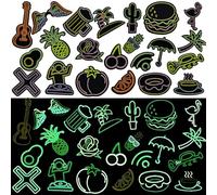 Attuslla 22 PCS Glow in Dark Sew on Patch, Iron on Patches, Guitar Wings Style Sew on Embroidered Patches, Applique Repair Emblem for Clothes, Jackets, Jeans, Backpacks and Hats