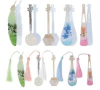 Attuslla 23 PCS Bookmark Silicone Resin Molds Musical Instrument Shapes Epoxy Resin Casting Moulds with Tassels for DIY Craft Book Reading Accessories