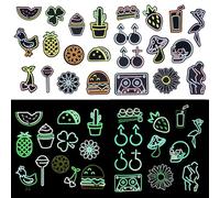 Attuslla 23 PCS Iron on Patches Glow in Dark Sew on Patch, Fruit Style Sew on Embroidered Patches, Applique Repair Emblem for Clothes, Jackets, Jeans, Backpacks and Hats