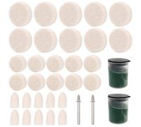 Attuslla 34 PCS Felt Polishing Buffing Wheels with Shaft, Polishing Bits Kit Polishing Buffing Wheels Wool Felt Mandrel Mounted Grinding Polishing for Dremel Rotary Tool