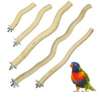 Attuslla 5 PCS Natural Wood Perches in Curved Shape for Parrot, Wooden Bird Parrot Stand Cage Perch Accessories for Small Birds Budgies Cockatiels Conure Lovebirds