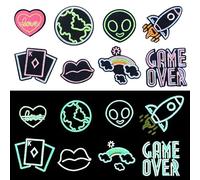 Attuslla 8 PCS Iron on Patches Glow in Dark Sew on Embroidered Patches, Rainbow Mouth Style Sew on Patch Applique Repair Emblem for Clothes, Jackets, Jeans, Backpacks and Hats