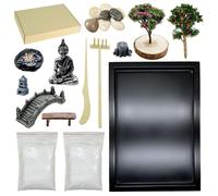 Attuslla Mini Zen Sand Garden Kit - Zen Decor Kit with White Sand, Rocks, Mini Chairs, Towers, Bridges, Model Trees for Home Office Desktop Decor