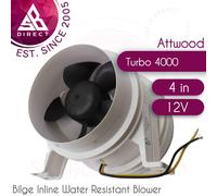 Attwood 4" Water Resistant Bilge Inline Blower│12V│1749-4│For Boats Ventilation