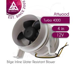 Attwood 4" Water Resistant Bilge Inline Blower│12V│1749-4│For Boats Ventilation
